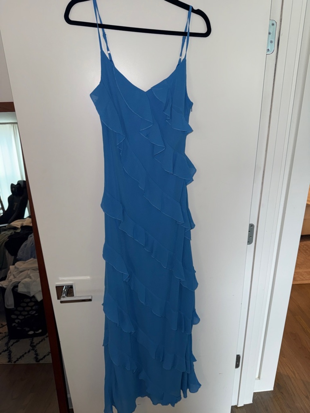 Petal & Pup Blue Ruffled Slip Maxi Dress